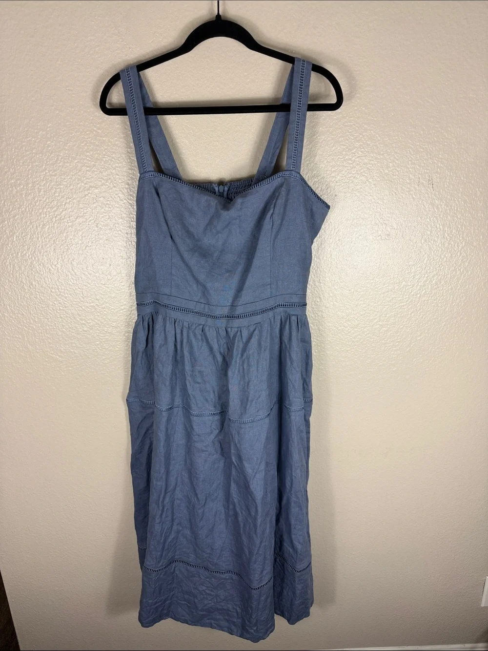 Reformation Everett Linen Dress in Cornflower Blue - Picture 5 of 10